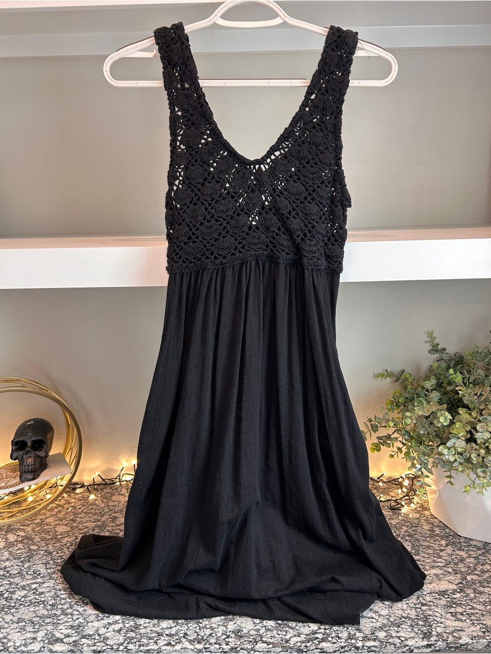 Aerie | Black Crochet Maxi Dress